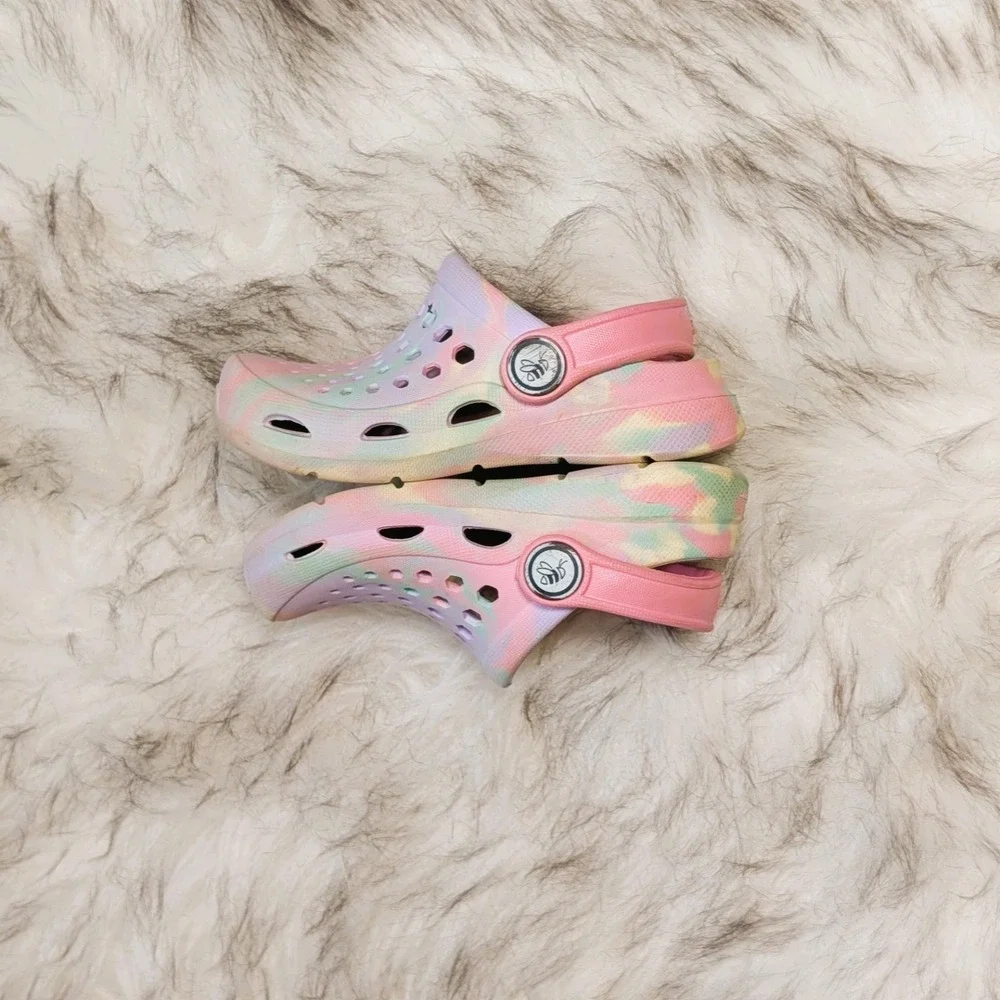Joybees Toddler Harper Clogs Multicolored Tie-Dye Pastel 6-7 Slip On Comfort